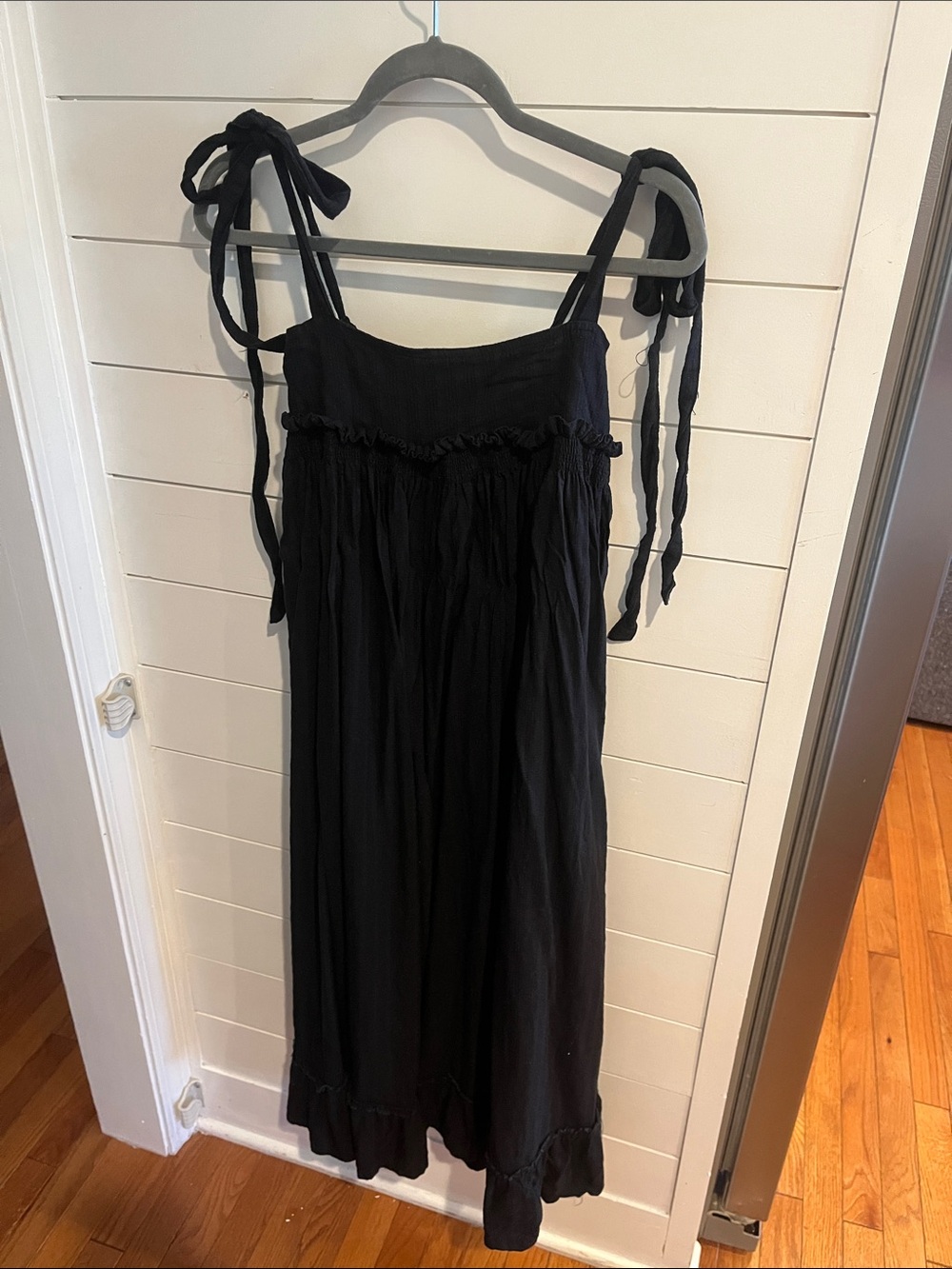 free People Black Tie-Shoulder Babydoll Maxi Dress - Women's Black Sundress XS